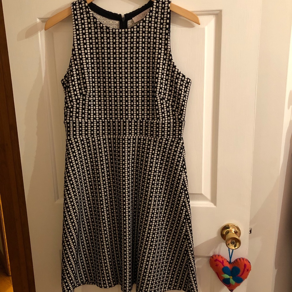 LOFT Black and White Sleeveless A-Line Dress